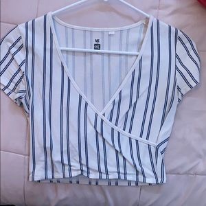 Blue and white striped crop top